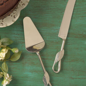 Stainless Steel Cake Server & Knife Set with Decorative Handles