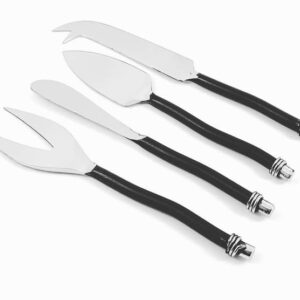 Stainless Steel Cheese Knife Set with Black Handles