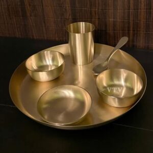 Premium Kansa Thali Set with Bowls, Glass & Spoon