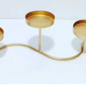 Gold Metal Triple Candle Holder