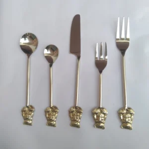 Luxury Gold Finish Stainless Steel Cutlery Set with Sculpted Handles