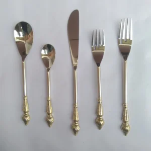 Royal Gold Finish Stainless Steel Cutlery Set with Ornate Handles