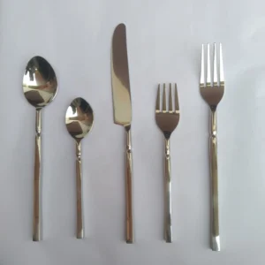 Elegant Gold Finish Stainless Steel Cutlery Set with Slim Handles