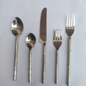 Hammered Gold Finish Stainless Steel Cutlery Set
