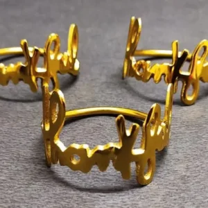 “Beautiful” Design Gold Napkin Rings
